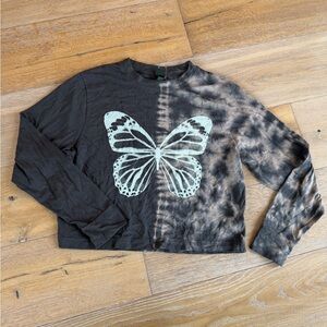 Wild Fable Charcoal Tie-Dye Butterfly Tee